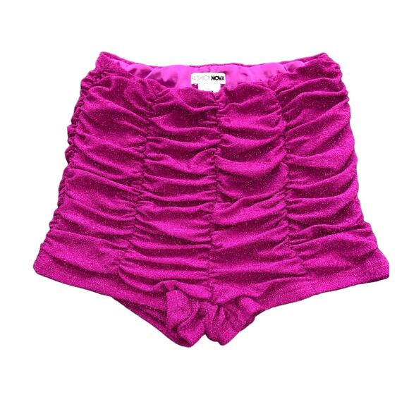 Summer Spring Fashion Nova Purple Glitter Boyshort Ruffle Shorts Size Medium NEW - Picture 1 of 7